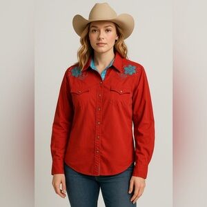 Twenty X Shirt Womens XL Orange Studded Embroidered